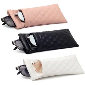 1 조각 소프트 PU 더블 안경 케이스 휴대용 스퀴즈 탑 가죽 안경 케이스 미니멀리스트 아가일 안티 스크래치 안경 보관 가방