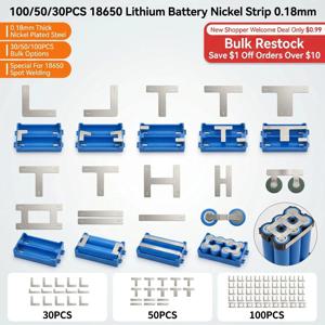 100/50/30Pcs 18650 리튬 배터리 팩 교체 스폿 용접 니켈 시트 컴퓨터 배터리 용접 도구 용 0.18mm 니켈 스트립