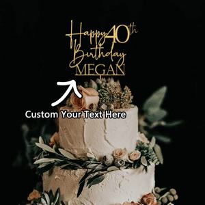 맞춤형 케이크 토퍼 - 1개 개인 맞춤 PMMA 메탈릭 샤인 이름 & 날짜 레이저 각인 DIY 우아한 생일, 기념일 장식