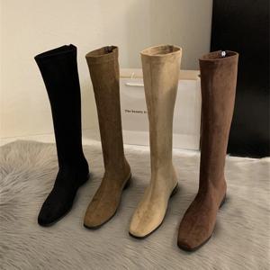 겨울 빈티지 슬림 여성 니하이 부츠 디자이너 굽 높은 신발 모던 롱 부츠 여성용