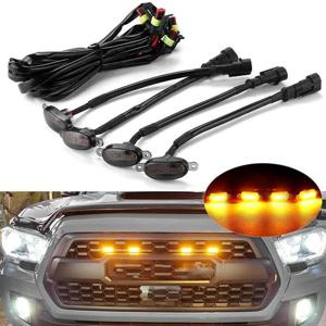 4x4 LED 자동차 그릴 라이트 노란색 주간 주행등 LED 장식 경고등 픽업 트럭 안개등 헤드라이트 12V