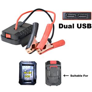 마키타 자동차 배터리 점프 스타터 리튬 비상용 파워 뱅크 두꺼운 구리 클립과 듀얼 USB 충전 포트 포함