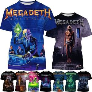 Megadeth 3D 프린트 스포츠 빠른 건조 통기성 남성 티셔츠 캐주얼 록 밴드 스트리트 펑크 재미 힙합 반팔 소년 탑 의류