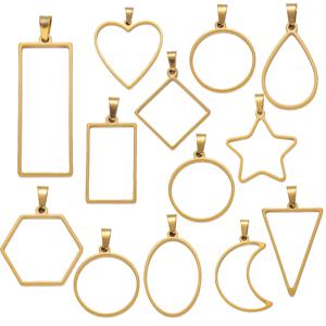 5개 스테인리스 스틸 중공 프레임 펜던트 클립 포함 레진 공예 베젤 쥬얼리 몰드 DIY 목걸이 귀걸이 제작 용품