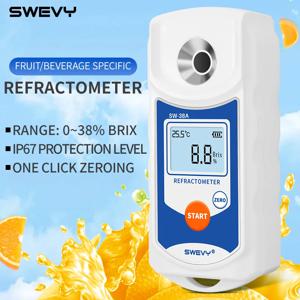 SWEVY SW38A LCD 디지털 굴절계 브릭스 미터 과일 주스 음료 ATC 당도 측정기 0-38% 당도계