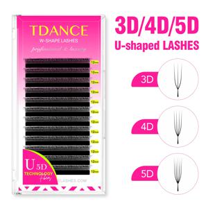 TDANCE U자형 3D 4D 5D 속눈썹 연장 U자형 W 스타일 인조 밍크 프리메이드 팬 자연스러운 부드러운 볼륨 메이크업 속눈썹