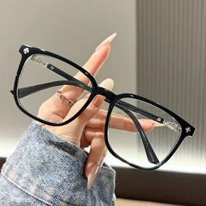 여학생용 블루라이트 차단 변색 안경, 큰 프레임, 트렌디한 디자인, 남성용 회색 변색 안경