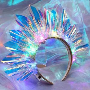 1-10PCS LED 라이트 업 헤드밴드 빛나는 크라운 헤어밴드 깜박이는 머리 장식 나이트클럽 및 이벤트를 위한 빛나는 코스프레 파티 모자