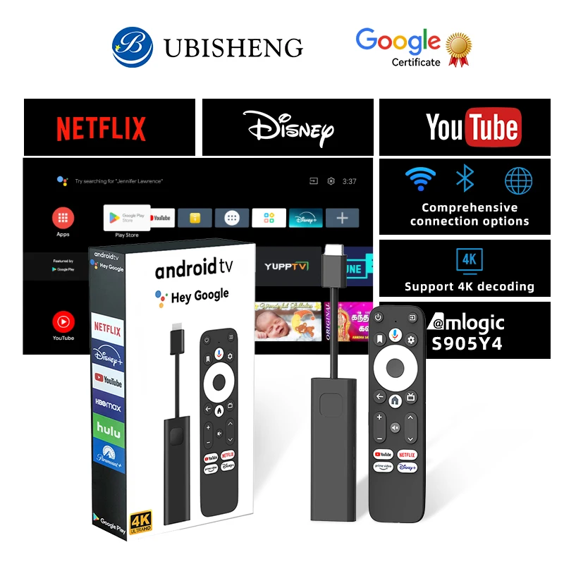 GD1 IPTV 안드로이드 TV 스틱 구글 넷플릭스 인증 4K 스트리밍 기기 HDR 돌비 오디오 전 세계 지원 버전 업데이트