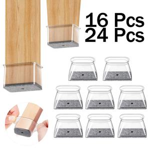 16PCS-의자 다리 바닥 보호대 직사각형 의자 다리 보호대 하드우드 바닥용 실리콘 패드 바닥 보호 커버