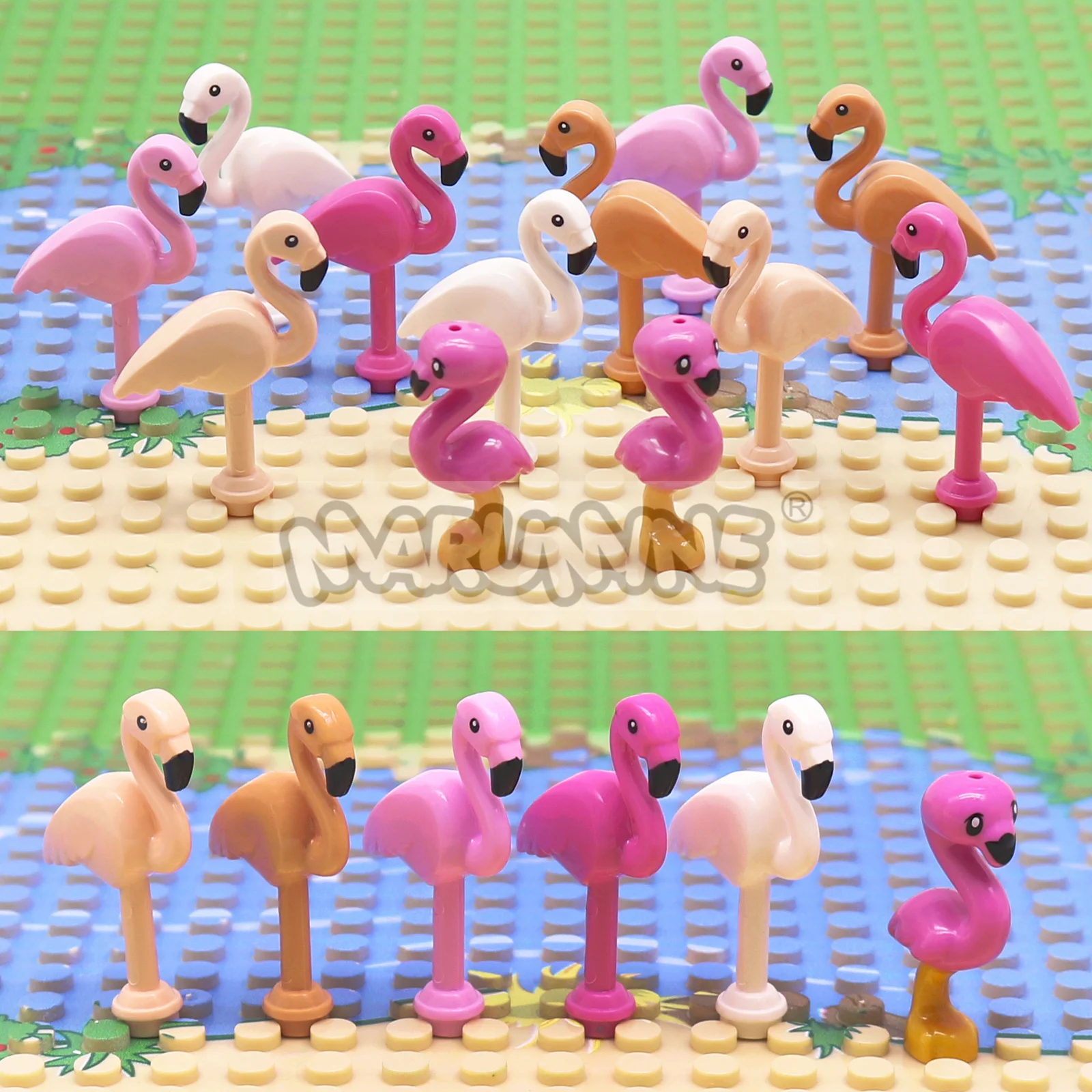 마루미네 블록 동물 플라밍고 67388 MOC 정글 숲 동물원 DIY 브릭 모델 부품 액세서리 호환