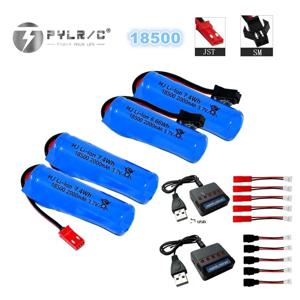고용량 3.7V 18500 2000mAh RC 자동차용 충전식 리튬 이온 배터리 원통형 SM JST 플러그 포함 충전기