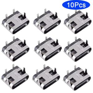 10Pcs 2 핀 휴대 전화 충전 포트 마이크로 USB 유형 C 커넥터 소켓 USB 3.1 유형-C 여성용 전원 잭 독
