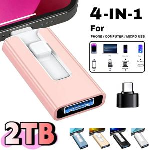4 in 1 OTG 마이크로 USB 3.0 플래시 드라이브 듀얼 용도 안드로이드 타입-C 펜 드라이브 모바일 마이크로 USB 메모리 스틱 드라이브 아이폰용 무료 제공