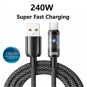 240W 나일론 USB 타입 C 초고속 충전 케이블 삼성 샤오미 화웨이 아너 LED 디지털 디스플레이 USB C 충전기 데이터 케이블