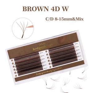 신제품 브라운 4D W형 속눈썹 연장 프리미엄 프리메이드 볼륨 팬 속눈썹 블룸 자동 꽃모양 클로버 메이크업 인조 속눈썹