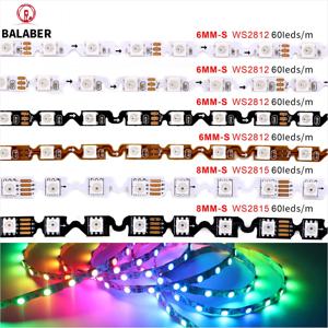 5V 12V WS2812 WS2815 S형 접이식 LED 스트립 라이트 DIY용 60개 LED 6mm PCB I 드림 컬러 5050 RGB 픽셀 LED라이트
