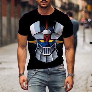 Mazinger Z 애니메이션 로봇 3D 프린트 스포츠 빠른 건조 통기성 남성 티셔츠 하라주쿠 스트리트 캐주얼 트렌디 키즈 반팔 의류 탑