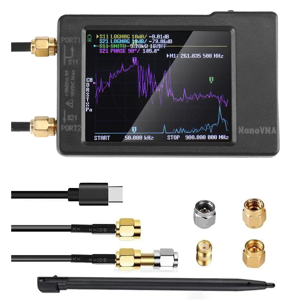 NanoVNA-H 벡터 네트워크 안테나 분석기 10KHz-1.5GHz MF HF VHF UHF 쉘 포함 SD 카드 슬롯 지원 32G 디지털 Nano VNA-H 테스터