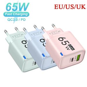 65W GaN USB 충전기 유형 C 고속 충전 휴대 전화 여행용 어댑터 USB Quick Charge3.0 For iPhone Samsung Xiaomi EU/US/UK 플러그