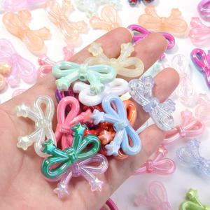 10pcs 19.5x33.5mm 아크릴 보우 비즈 쥬얼리 만들기위한 여러 가지 빛깔의 스타 보우 노트 스페이서 비즈 DIY 귀걸이 키 체인 액세서리