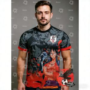MAILLOT DU JAPON x ONE PIECE MUGIRAWA NO LUFFY 축구 유니폼 스포츠 드라이 퀵리 남성 티셔츠 아동복 티셔츠 Y2k 여성