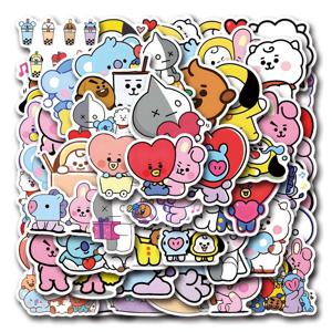 BT21 애니메이션 굿즈 만화 귀여운 스티커 카드 카와이 학생 노트북 휴대폰 책 머그컵 방수 데칼 지원 선물