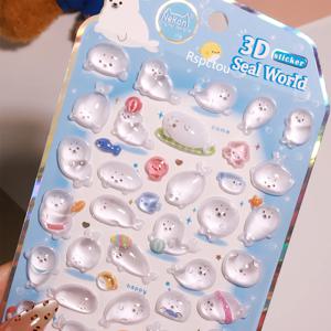 3D 동물 펭귄 물개 세계 릴리프 스티커 스크랩북 DIY 저널링 문구 다이어리 귀여운 스티커 학교 용품