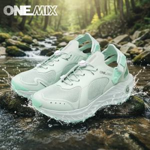 ONEMIX 남성과 여성을 위한 여름 야외 워터 슈즈 통기성 미끄럼 방지 두꺼운 밑창 쿠션형 속도 간섭 캐주얼 신발