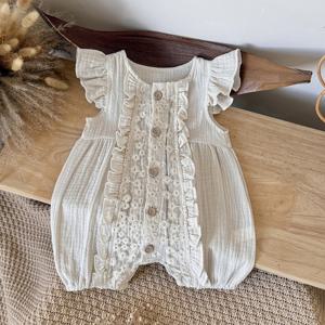 여름 신생아 유아 아기 소녀 꽃 무늬 Romperround Neck 꽃 무늬 Rompers Kids Onepiece Fashion Baby 1-18M
