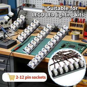 LED 조명 액세서리 3개/팩 0.8mm 2-12핀 인터페이스 확장 보드용 빌딩 블록 모델과 호환 가능