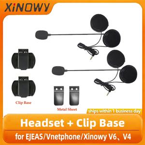 헤드셋 + 클립 베이스 3.5mm 인터페이스 마이크 스피커 헤드셋 EJEAS/Vnetphone/Xinowy V4 V6 오토바이 블루투스 인터폰