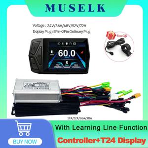Ebike 24V/36V/48V/52V 학습 기능 사인파 컨트롤러 및 T24 디스플레이 조합은 350W-5000W 모터에 적합합니다.