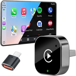 2026년 업그레이드된 2-in-1 무선 CarPlay 어댑터 (아이폰 & 안드로이드 오토용), 플러그 앤 플레이 유선에서 무선으로 변환하는 동글, 빠른 자동 연결 기능 탑재