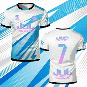 90분 축구 유니폼 - 흰색 & 파란색 번개 디자인 
