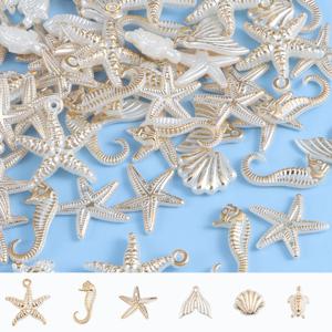 30개의 바다 시리즈 랜덤 믹스 진주 조개 불가사리 펜던트 DIY 쥬얼리 액세서리 팔찌 귀걸이 펜던트