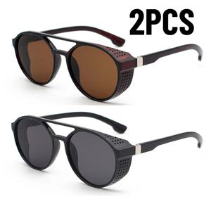1/2PCS 클래식 고딕 스팀펑크 선글라스 남녀 브랜드 디자이너 쉐이드 레트로 라운드 드라이빙 선글라스 UV400