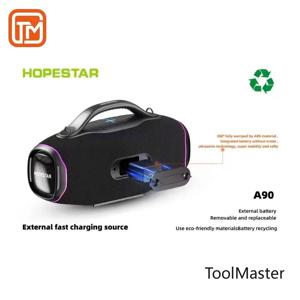 【핫세일】Hopestar A90 700W 고출력 우퍼 휴대용 무선 스피커 야외 노래방 기계 무선 마이크 포함