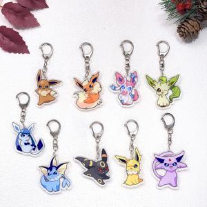 1/9Pcs 애니메이션 포켓몬 Eevee 키 체인 액세서리 아크릴 귀여운 참 펜던트 가방 용 재미 있은 키 홀더 배낭 장식 Gitfs