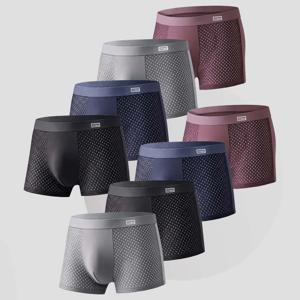 8Pcs 남성용 속옷 대나무 속옷 남성용 메쉬 통기성 남성용 팬티 3D 커팅 U 파우치 디자인 복서 맨