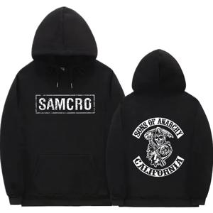 양면 프린트 후드티 탑스 Sons of Anarchy SAMCRO 남녀공용 패션 브랜드 디자인 면-울 혼방 후드