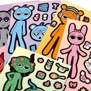 8장의 멋진 스프렁키 스티커, 스프렁키 메이크 어 페이스 스티커, 나만의 스티커 만들기, 어린이 DIY 파티 데칼, 선물용 장난감