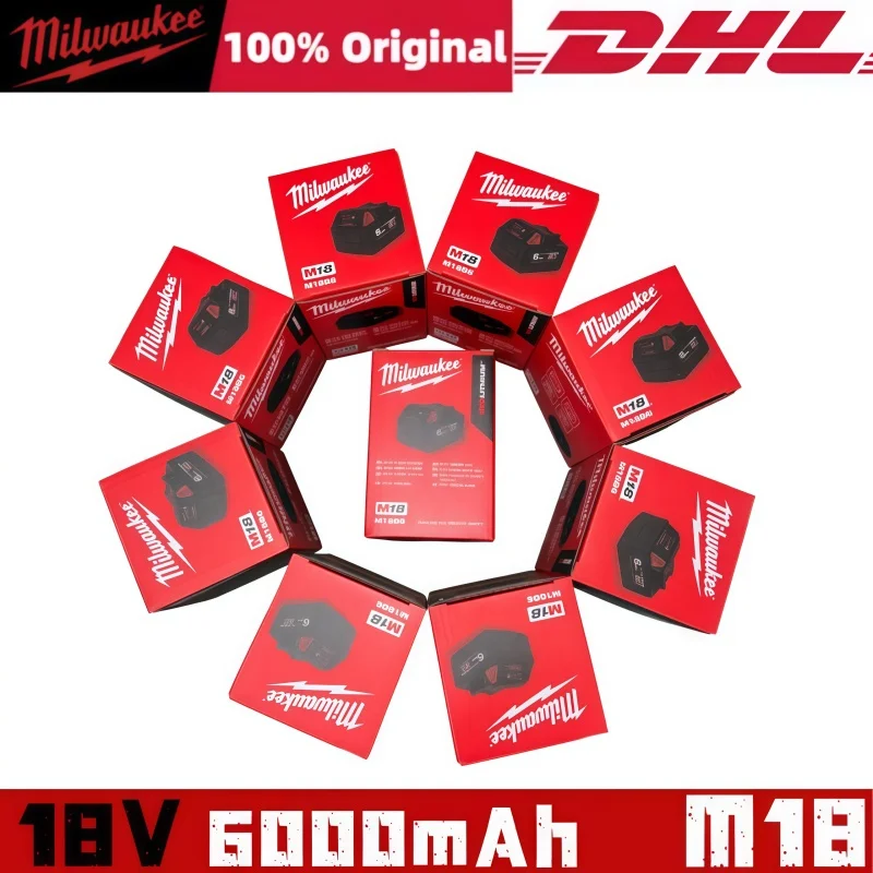 18V 배터리 오리지널 밀워키 M18B8 M18B9 6.0Ah 6000mAh, 밀워키 전동 공구와 호환되는 고속 충전 밀워키
