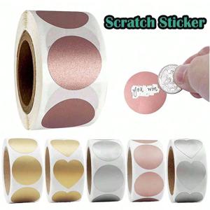 300개입 방수 스크래치 스티커 2.5cm/1.0인치 롤당 1개, 판촉 행사, 추첨 게임, 재미있는 숨겨진 정보 학습용