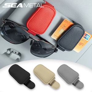 SEAMETAL 인조 가죽 자동차 안경 클립 다기능 선 바이저 안경 클립 자석 선글라스 홀더 (자동차 액세서리용)