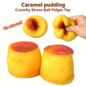 카라멜 푸딩 크런치 모양 변형 가능 스트레스 볼 피젯 토이 바삭한 스퀴즈 볼 라운드 블록 ASMR 안티 스트레스 장난감 (성인용)