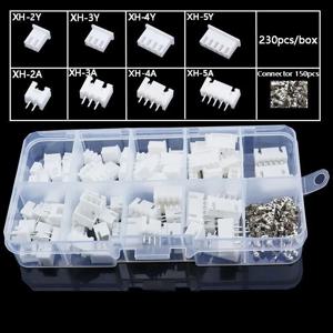 230Pcs 피치 터미널 키트 2.54mm 플라스틱 하우징 포함 2/3/4/5 핀 남성 여성 플러그 전자 부품용 압착 와이어 커넥터