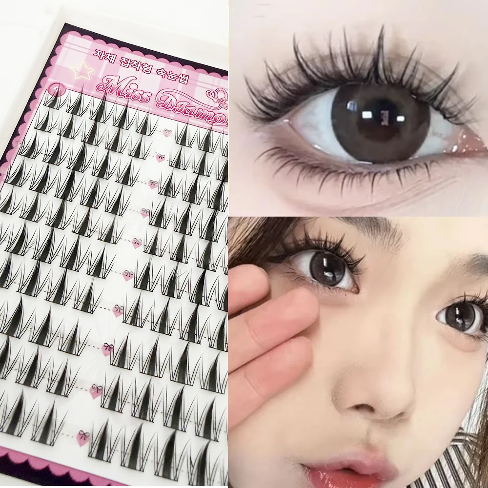 DIY 셀프 접착 클러스터 속눈썹 10줄/박스, 글루 프리 만화 스타일 분할형 속눈썹 내추럴 룩