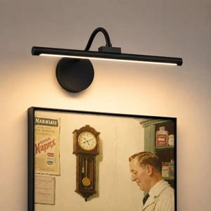 무선 LED 그림 조명등(리모컨 포함), 360도 °   조절 가능한 자석 벽등, 충전식 USB, 3색 조광 조명