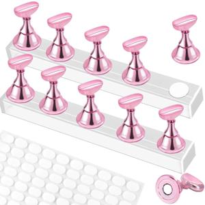 2세트 네일 연습 스탠드(100개 양면 테이프 포함), 네일 페인팅 및 아트 디스플레이용 프레스온 네일 홀더